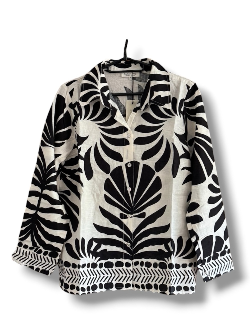 Rachel Zoe Black & White Floral Button-Up Shirt